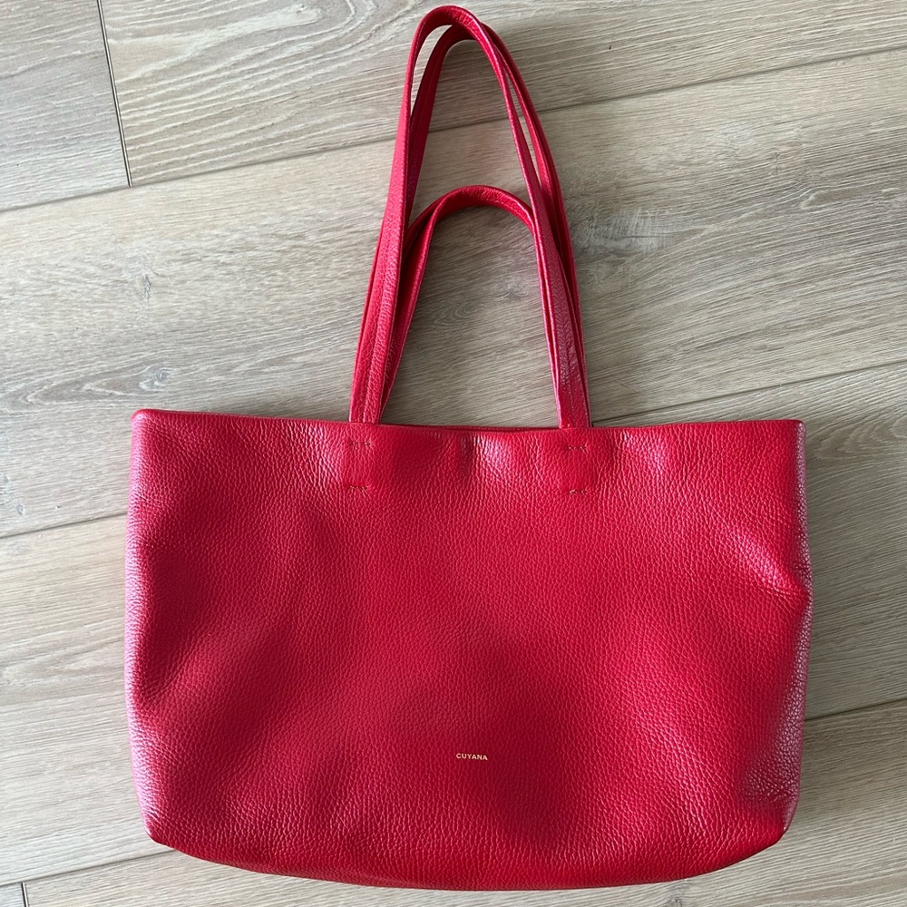 NWOT CUYANA Easy Tote Dbl Handle Limited Edition Crimson Red Leather Bag - Picture 2 of 9